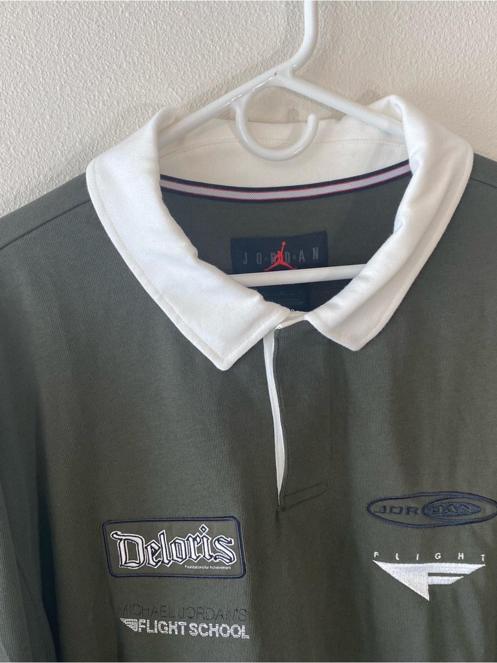 Jordan Essentials Long Sleeve Rugby Shirt Motocross Patches Green $95 - XL - Picture 5 of 10